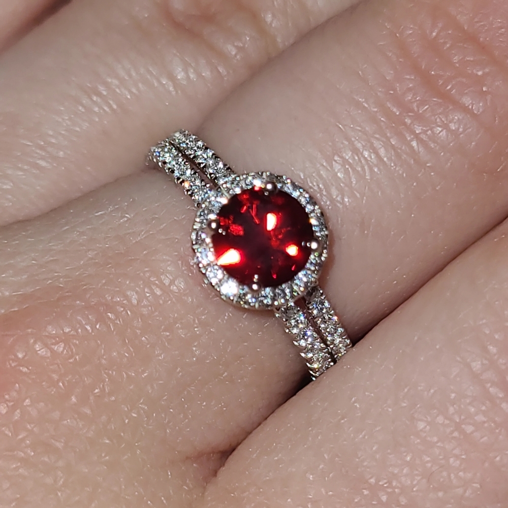 Ruby Red Sterling Silver Ring Size 6.5